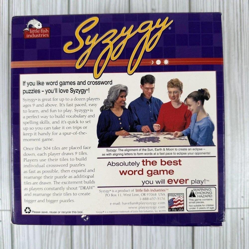 Syzygy Word Game Fast-Paced Fun-to-play Word Game 1999 Crossword‎ NEW SEALED USA